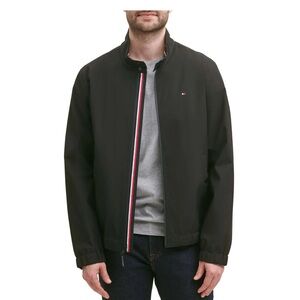 Tommy Hilfiger Men's Bomber Jacket Water and Wind Resistant Black